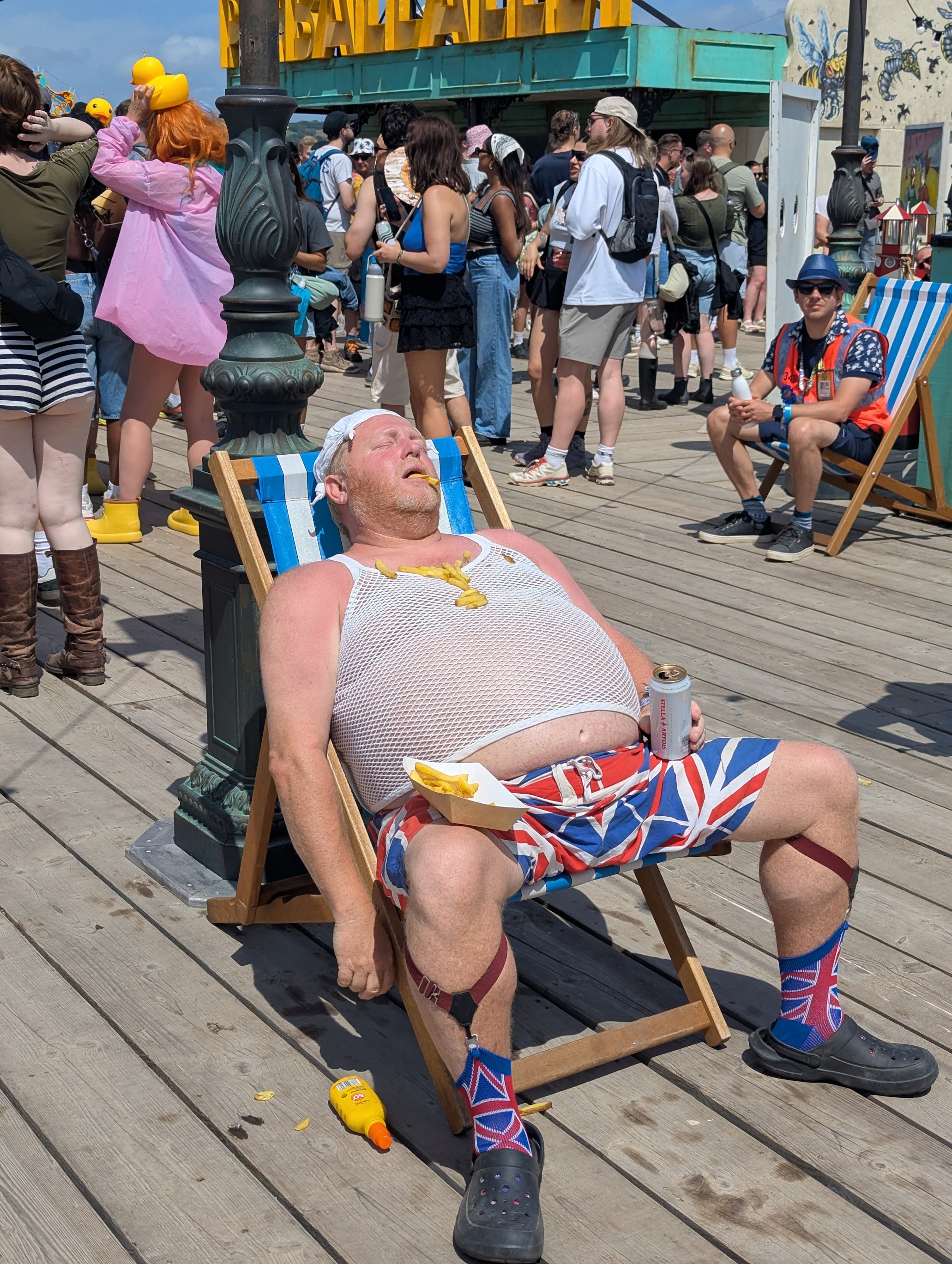 A stereotypical brit at Glastonbury-on-sea